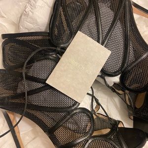 Jimmy Choo stunning black Malena open-toe, lace-up sandal booties with box 38.5!